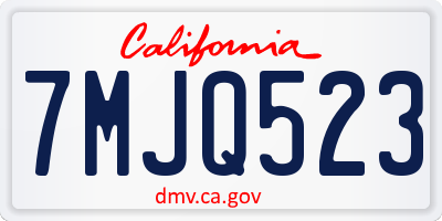 CA license plate 7MJQ523