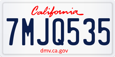 CA license plate 7MJQ535