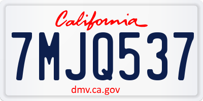CA license plate 7MJQ537