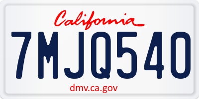 CA license plate 7MJQ540