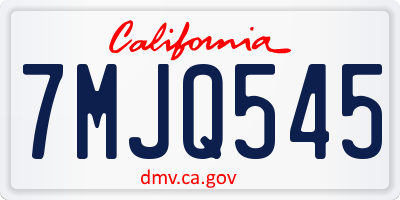 CA license plate 7MJQ545