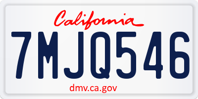 CA license plate 7MJQ546