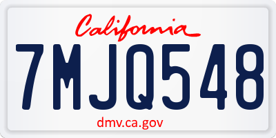 CA license plate 7MJQ548