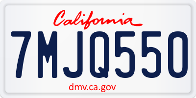 CA license plate 7MJQ550