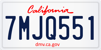 CA license plate 7MJQ551
