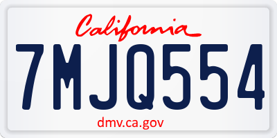 CA license plate 7MJQ554