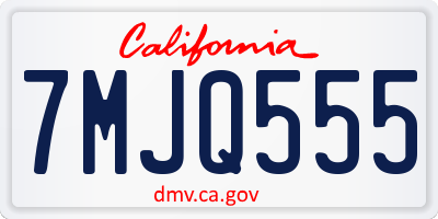 CA license plate 7MJQ555