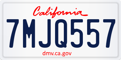 CA license plate 7MJQ557