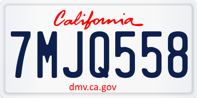CA license plate 7MJQ558