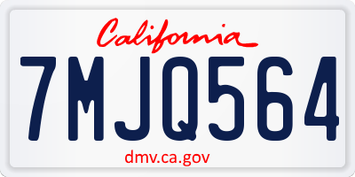 CA license plate 7MJQ564