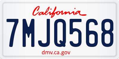 CA license plate 7MJQ568