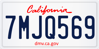 CA license plate 7MJQ569