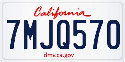 CA license plate 7MJQ570