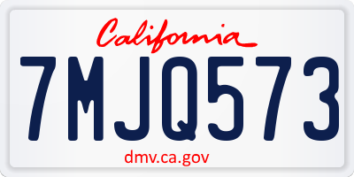 CA license plate 7MJQ573