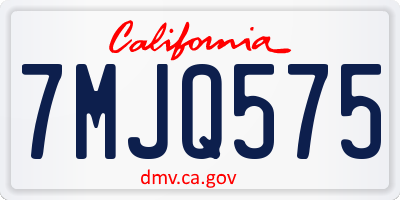CA license plate 7MJQ575