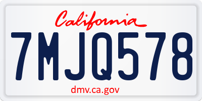 CA license plate 7MJQ578