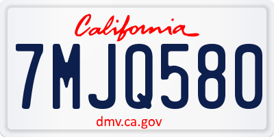 CA license plate 7MJQ580