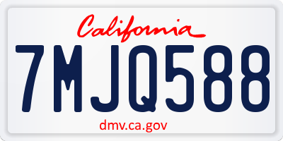 CA license plate 7MJQ588