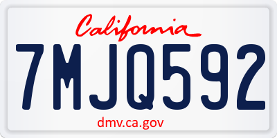 CA license plate 7MJQ592