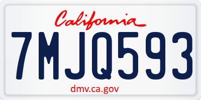 CA license plate 7MJQ593