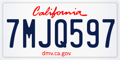 CA license plate 7MJQ597