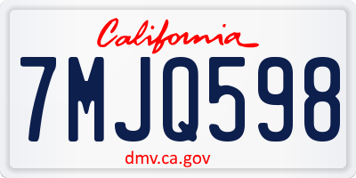 CA license plate 7MJQ598