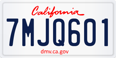 CA license plate 7MJQ601