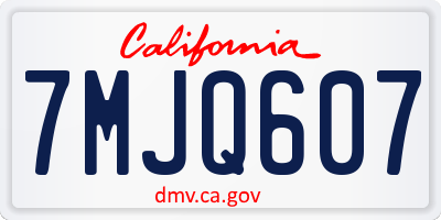 CA license plate 7MJQ607