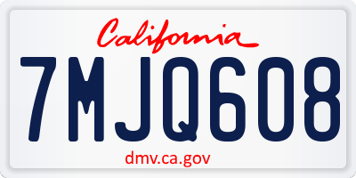 CA license plate 7MJQ608