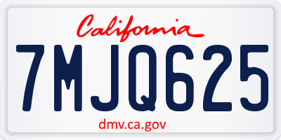 CA license plate 7MJQ625