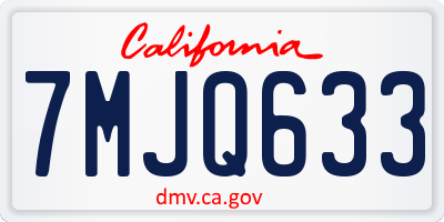 CA license plate 7MJQ633