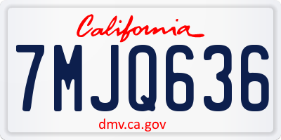 CA license plate 7MJQ636