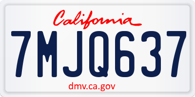CA license plate 7MJQ637