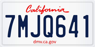 CA license plate 7MJQ641