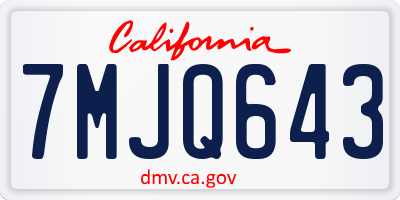 CA license plate 7MJQ643
