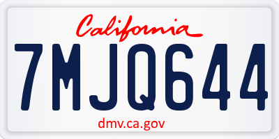 CA license plate 7MJQ644