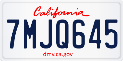 CA license plate 7MJQ645
