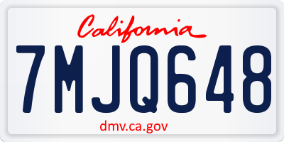 CA license plate 7MJQ648