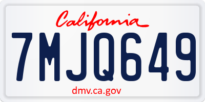 CA license plate 7MJQ649