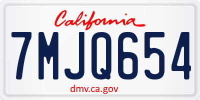 CA license plate 7MJQ654