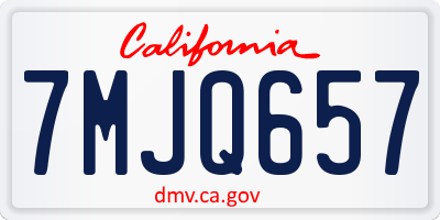 CA license plate 7MJQ657