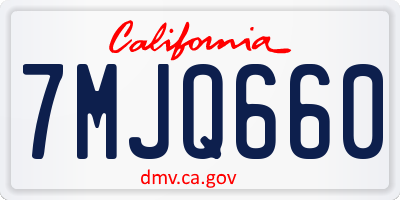 CA license plate 7MJQ660