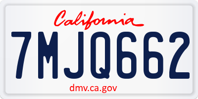 CA license plate 7MJQ662