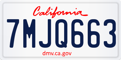 CA license plate 7MJQ663