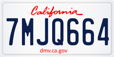 CA license plate 7MJQ664