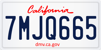 CA license plate 7MJQ665