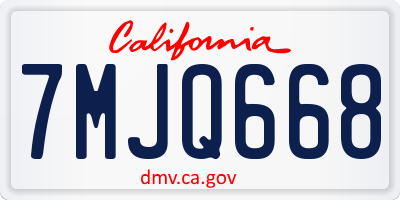 CA license plate 7MJQ668