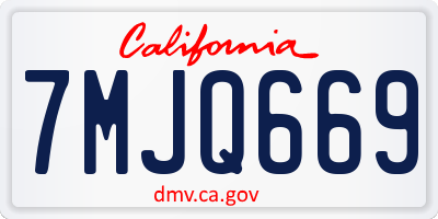 CA license plate 7MJQ669