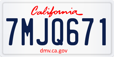 CA license plate 7MJQ671