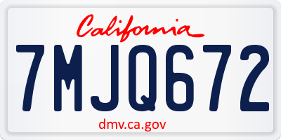CA license plate 7MJQ672